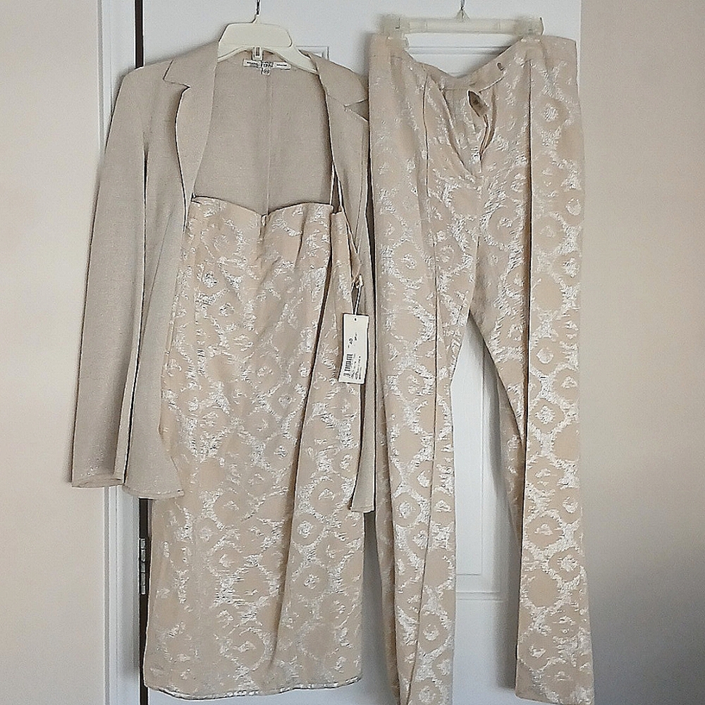 GIANFRANCO FERRE Three Piece Ensemble: Jacket, Dress, Pants